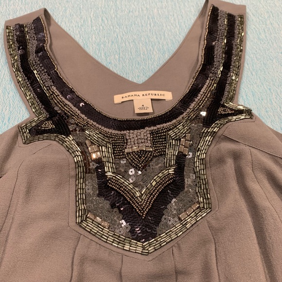 Banana Republic gray beaded yoke cut out dress - Picture 4 of 6